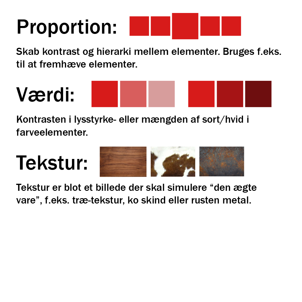 Proportion, værdi, tekstur